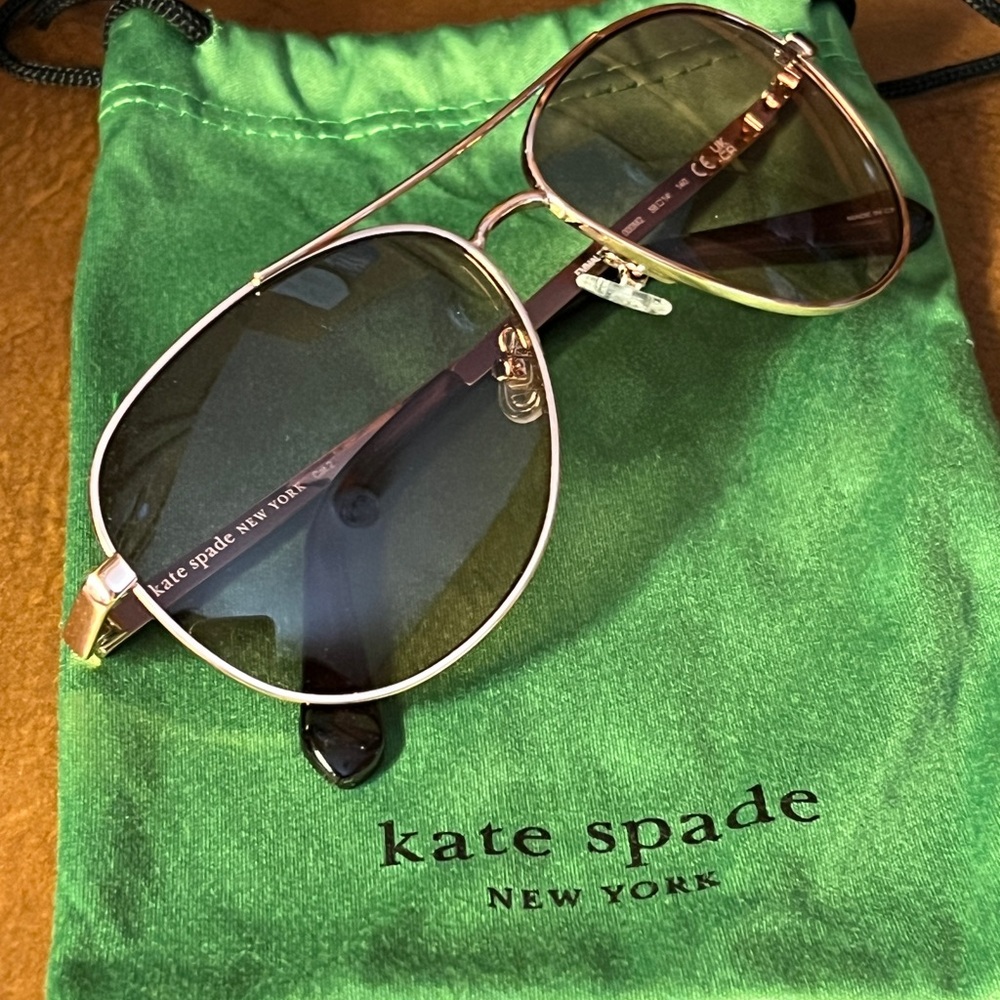 Kate Spade Gold and Green Aviator Glasses
